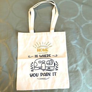 Canvas tote bag- camping theme, Brand new.
